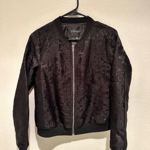 BKE boutique black lace bomber jacket